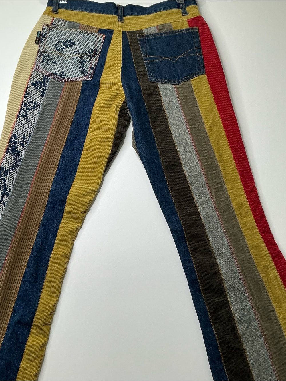 VTG No Boundaries Patchwork Corduroy Pants Flare  Hippie 70s Y2K Festival Sz 9
